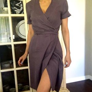 Handmade linen wrap dress